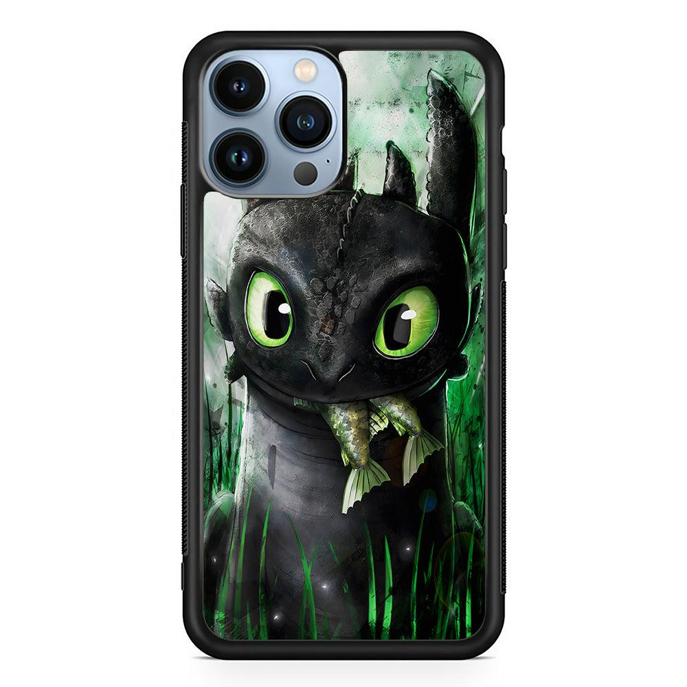 Toothless Eats Fish 2D Rubber Phone Case-Black-Oxvistore