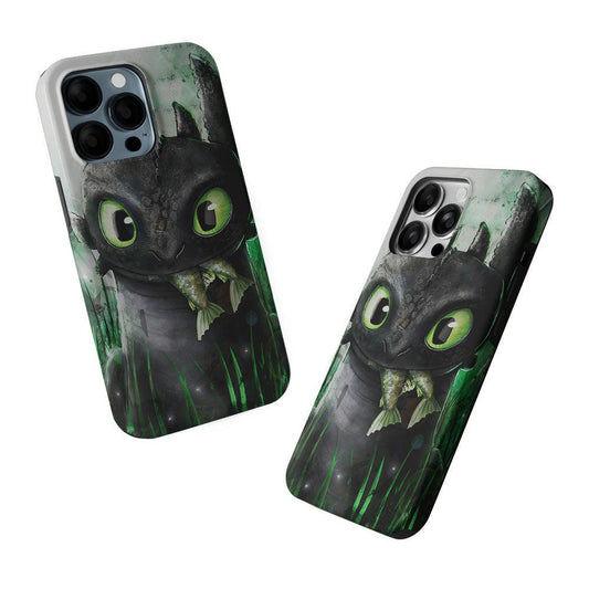 Toothless Eats Fish 2 in 1 Tough Phone Case-Oxvistore