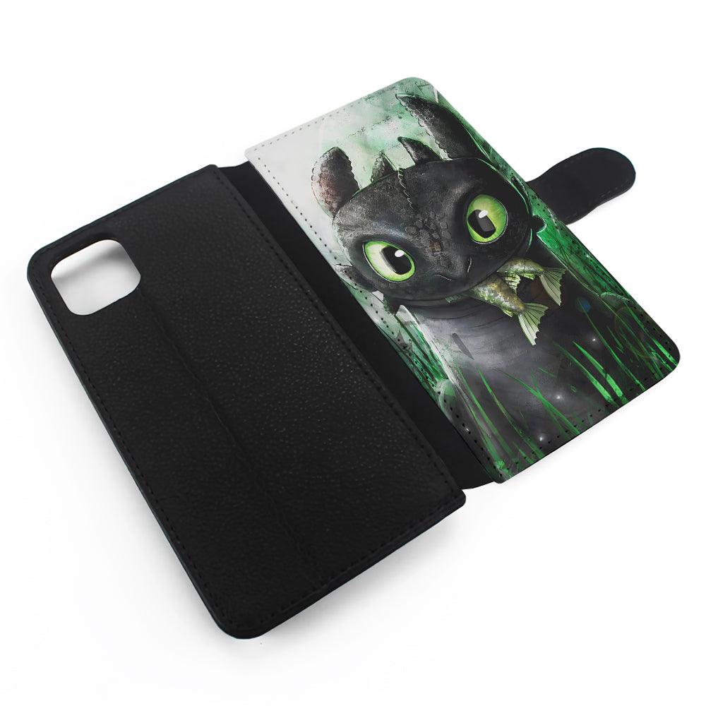 Toothless Eats Fish Flip Wallet Phone Case-Oxvistore