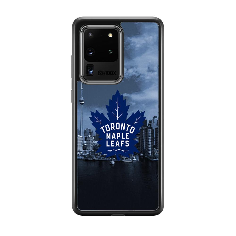 Toronto Maple Leafs Bluish Town Samsung Galaxy S20 Ultra Case-Rubber Black (2D Case)-Oxvistore