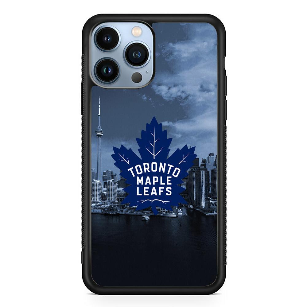 Toronto Maple Leafs Bluish Town iPhone 15 Pro Max Case-Rubber Black (2D Case)-Oxvistore