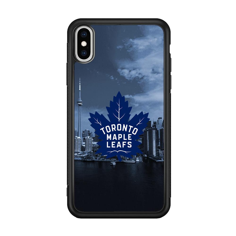 Toronto Maple Leafs Bluish Town iPhone XS Case-Rubber Black (2D Case)-Oxvistore