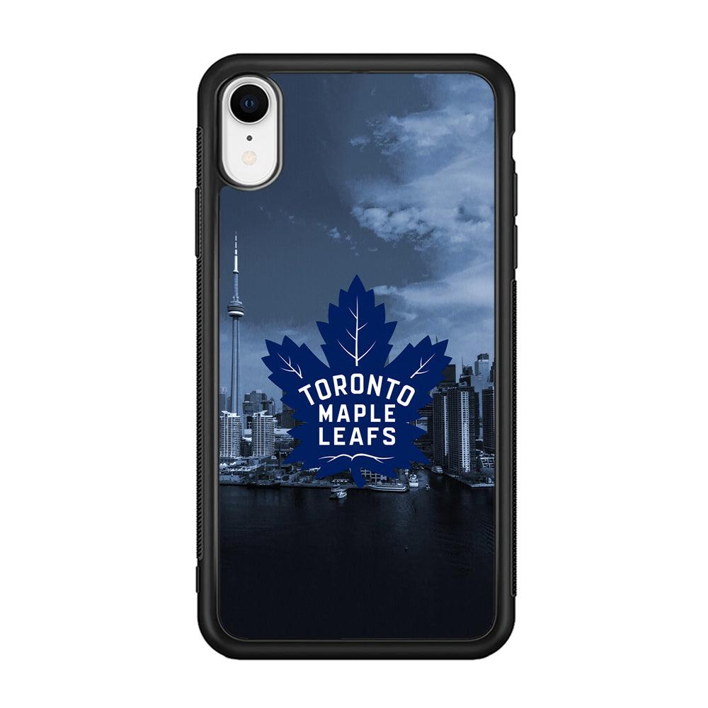 Toronto Maple Leafs Bluish Town iPhone XR Case-Rubber Black (2D Case)-Oxvistore