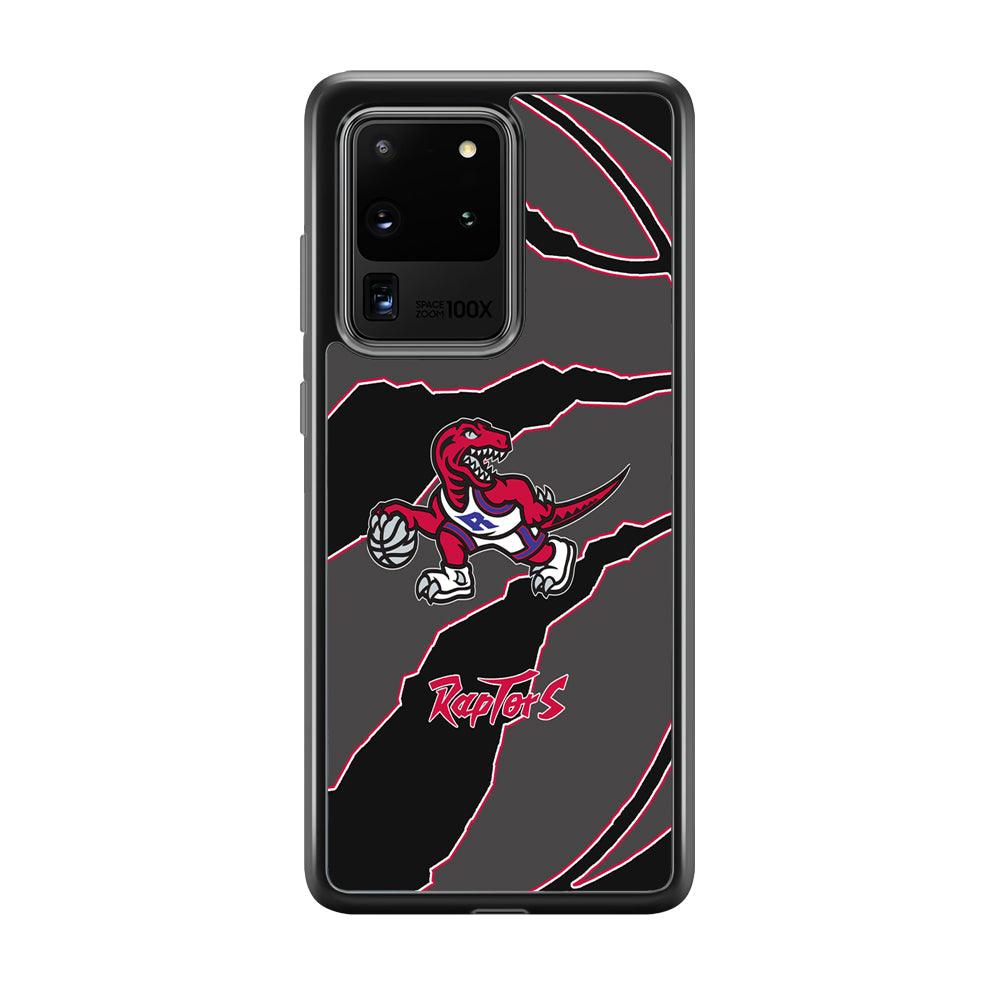 Toronto Raptors Bounce The Ball Samsung Galaxy S20 Ultra Case-Rubber Black (2D Case)-Oxvistore