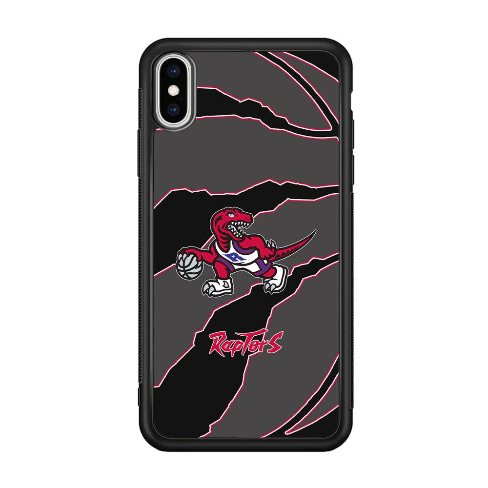 Toronto Raptors Bounce The Ball iPhone XS Case-Rubber Black (2D Case)-Oxvistore