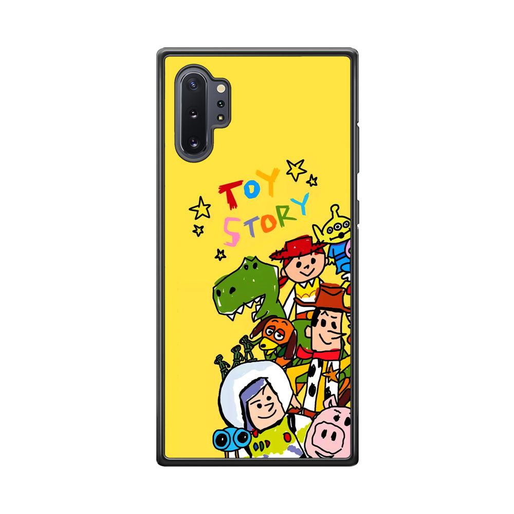 Toy Story Crayon Drawing Samsung Galaxy Note 10 Plus Case-Rubber Black (2D Case)-Oxvistore