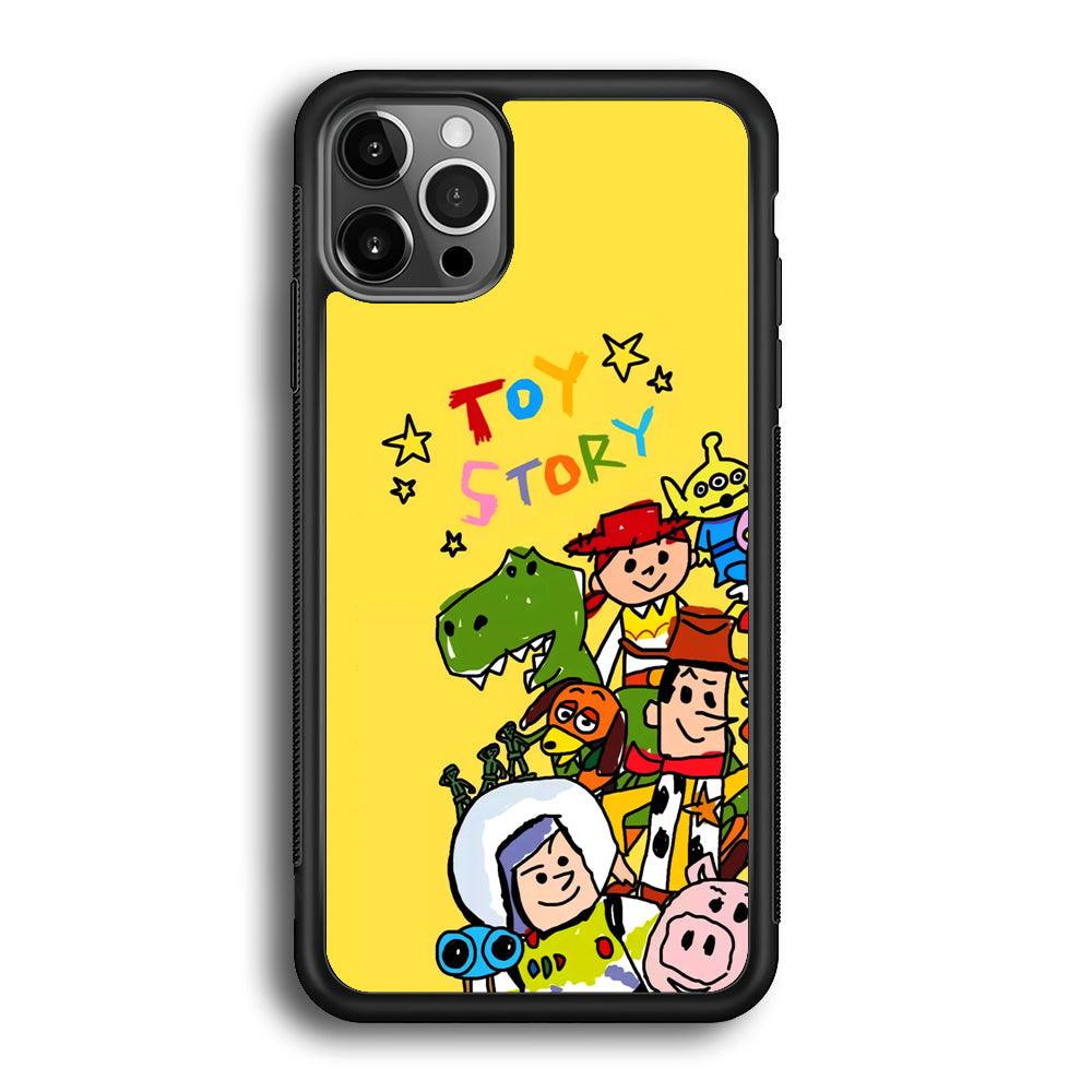 Toy Story Crayon Drawing iPhone 12 Pro Case-Rubber Black (2D Case)-Oxvistore