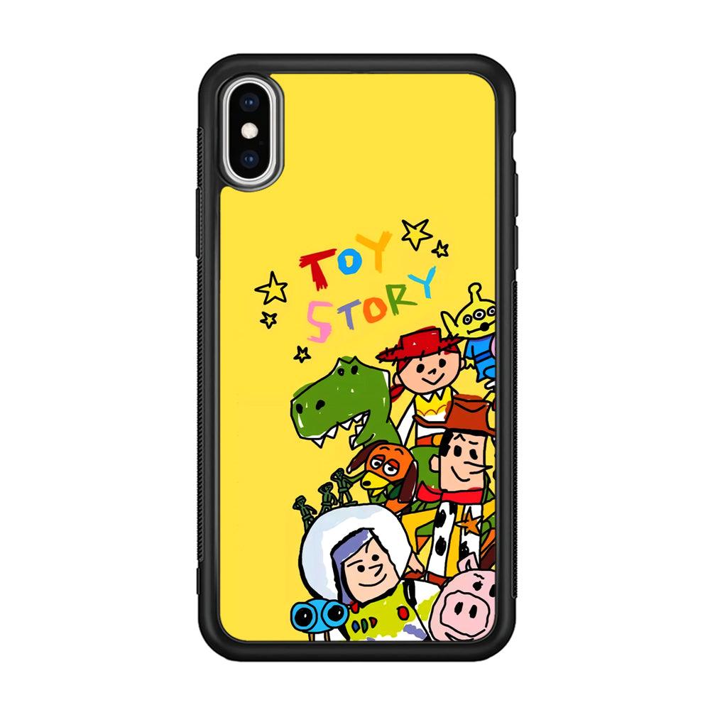 Toy Story Crayon Drawing iPhone Xs Max Case-Rubber Black (2D Case)-Oxvistore