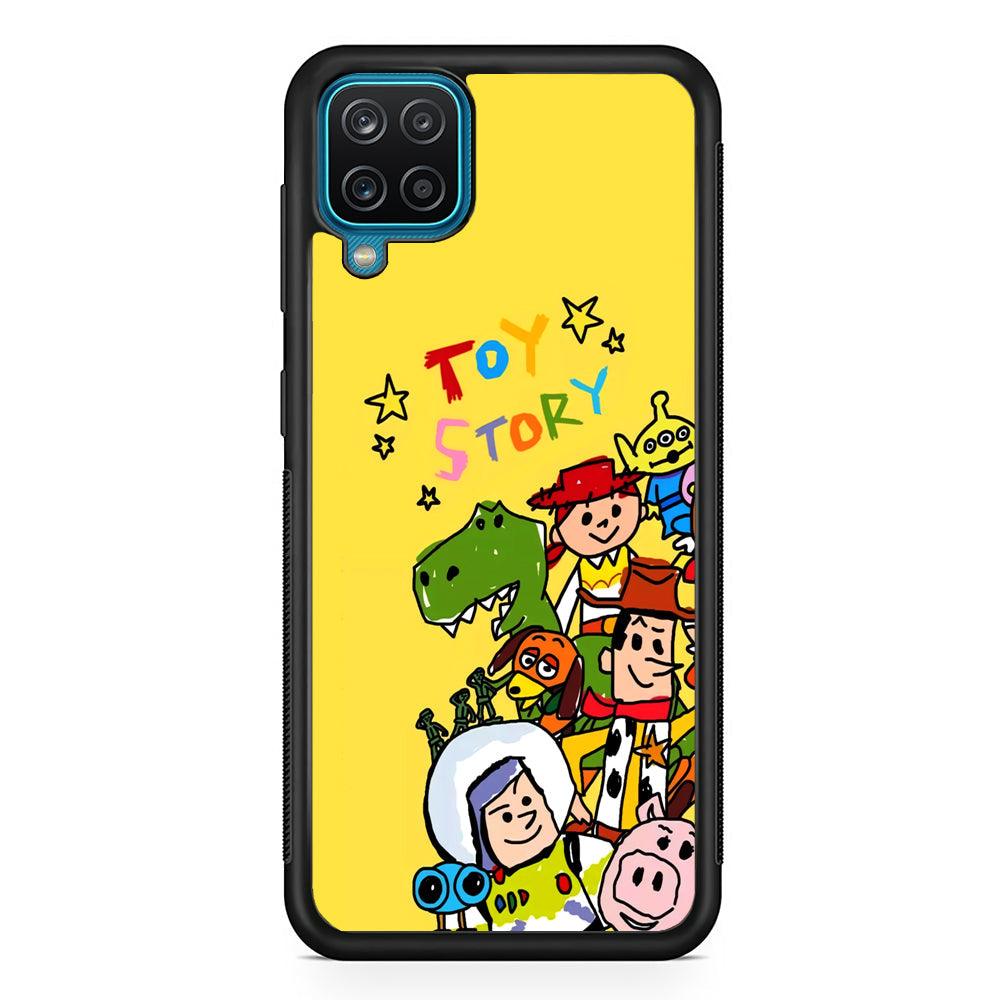 Toy Story Crayon Drawing Samsung Galaxy A12 Case-Rubber Black (2D Case)-Oxvistore
