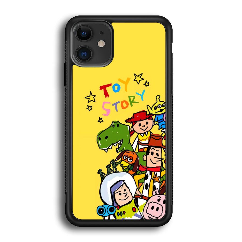 Toy Story Crayon Drawing iPhone 11 Case-Rubber Black (2D Case)-Oxvistore