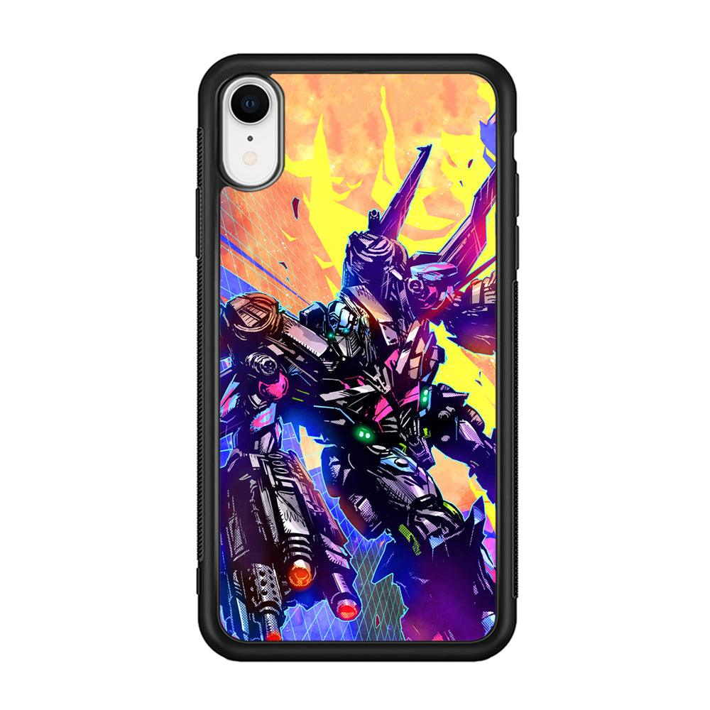 Transformers Attack from Optimus iPhone XR Case-Rubber Black (2D Case)-Oxvistore