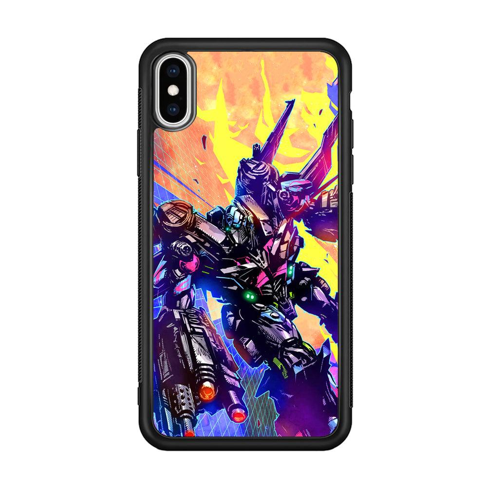 Transformers Attack from Optimus iPhone Xs Max Case-Rubber Black (2D Case)-Oxvistore