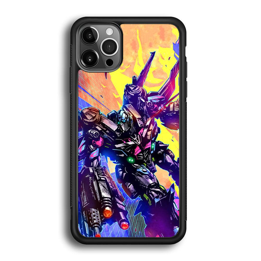 Transformers Attack from Optimus iPhone 12 Pro Max Case-Rubber Black (2D Case)-Oxvistore