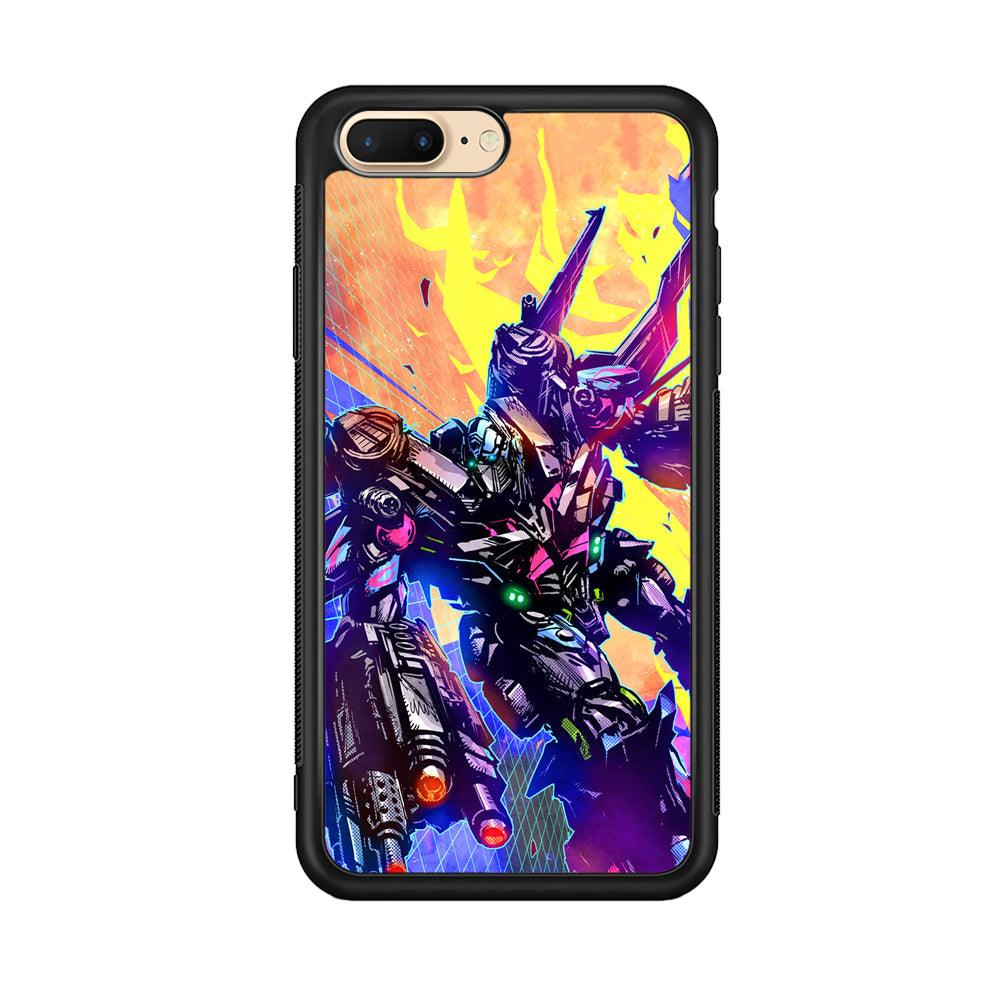 Transformers Attack from Optimus iPhone 8 Plus Case-Rubber Black (2D Case)-Oxvistore
