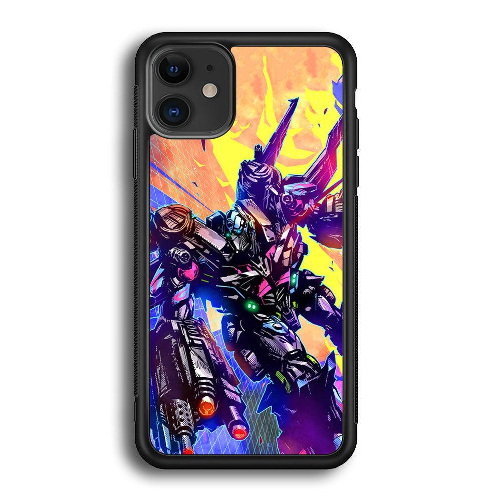 Transformers Attack from Optimus iPhone 12 Case-Rubber Black (2D Case)-Oxvistore