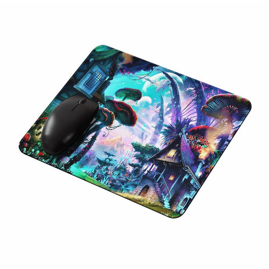 Trippy Mushroom House Mouse Pads-Oxvistore