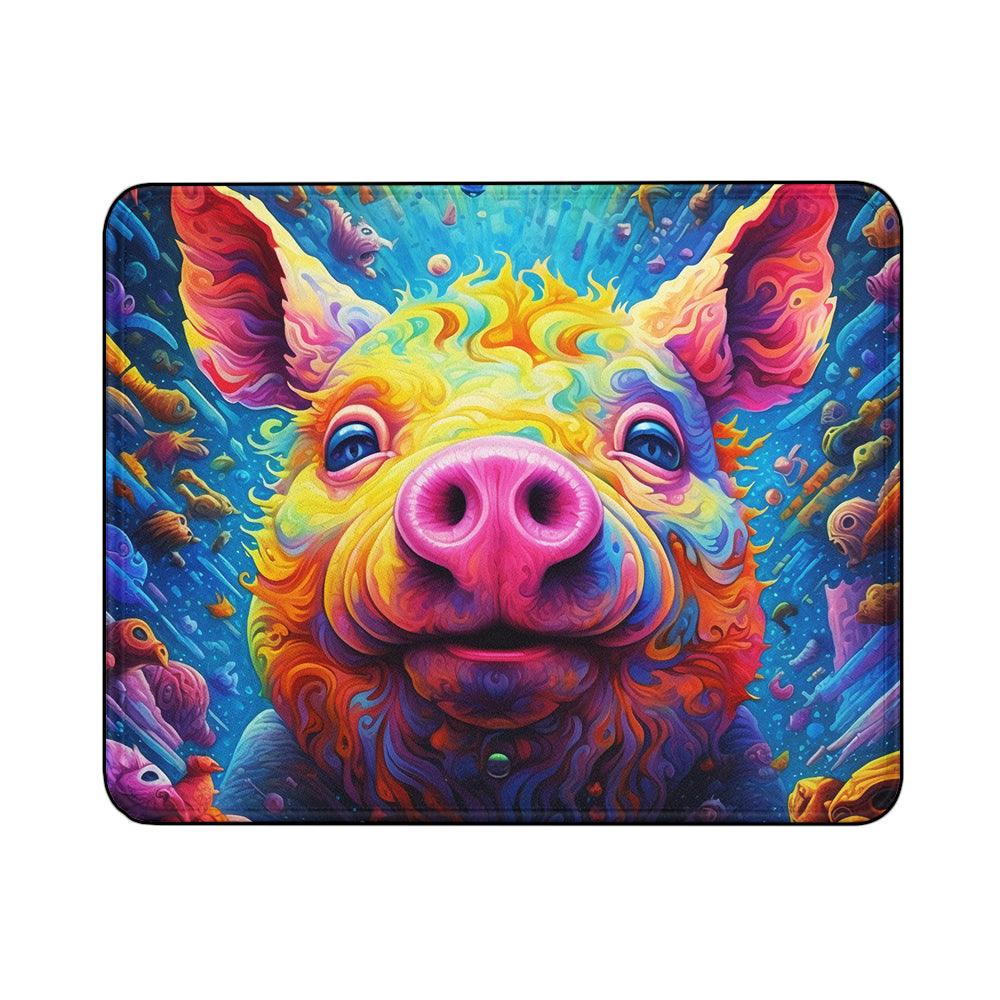 Trippy Pink Pig Colorful Mouse Pads | Custom Mouse Pad with Non-Slip Rubber Base