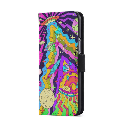 Trippy Spaceland Planets Flip Wallet Phone Case-Oxvistore