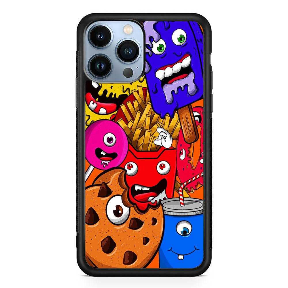 Unhealthy Food Monsters 2D Rubber Phone Case-Black-Oxvistore