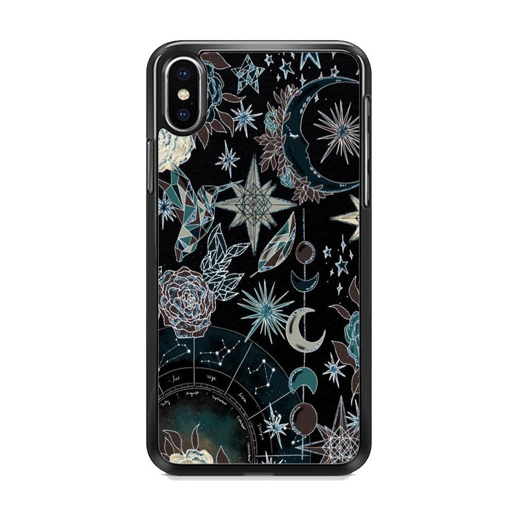 Universe Astrologic iPhone X Case-Rubber Black (2D Case)-Oxvistore