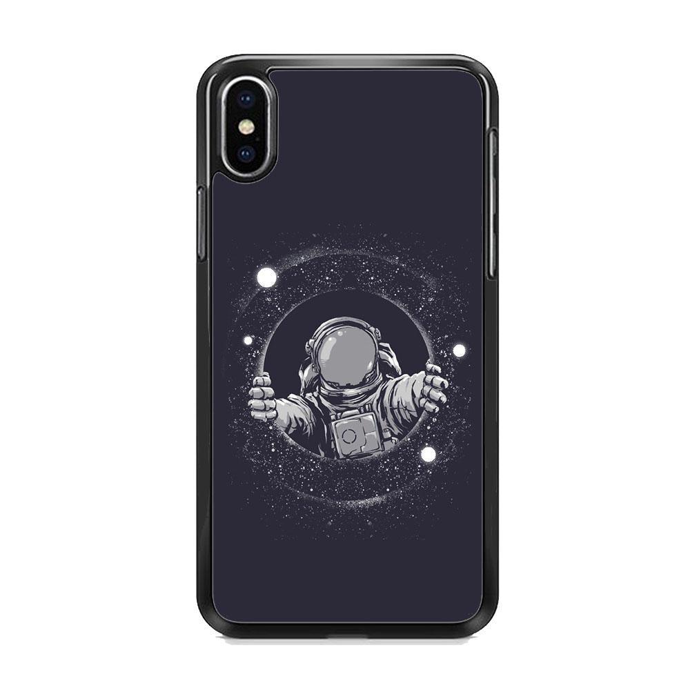 Universe Astrounout iPhone X Case-Rubber Black (2D Case)-Oxvistore