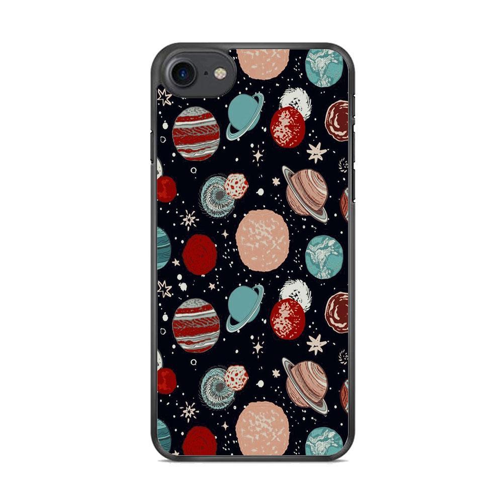Universe Colorfull Planets iPhone 8 Case-Rubber Black (2D Case)-Oxvistore