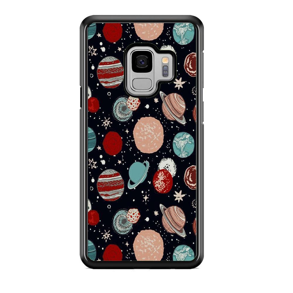 Universe Colorfull Planets Samsung Galaxy S9 Case-Rubber Black (2D Case)-Oxvistore