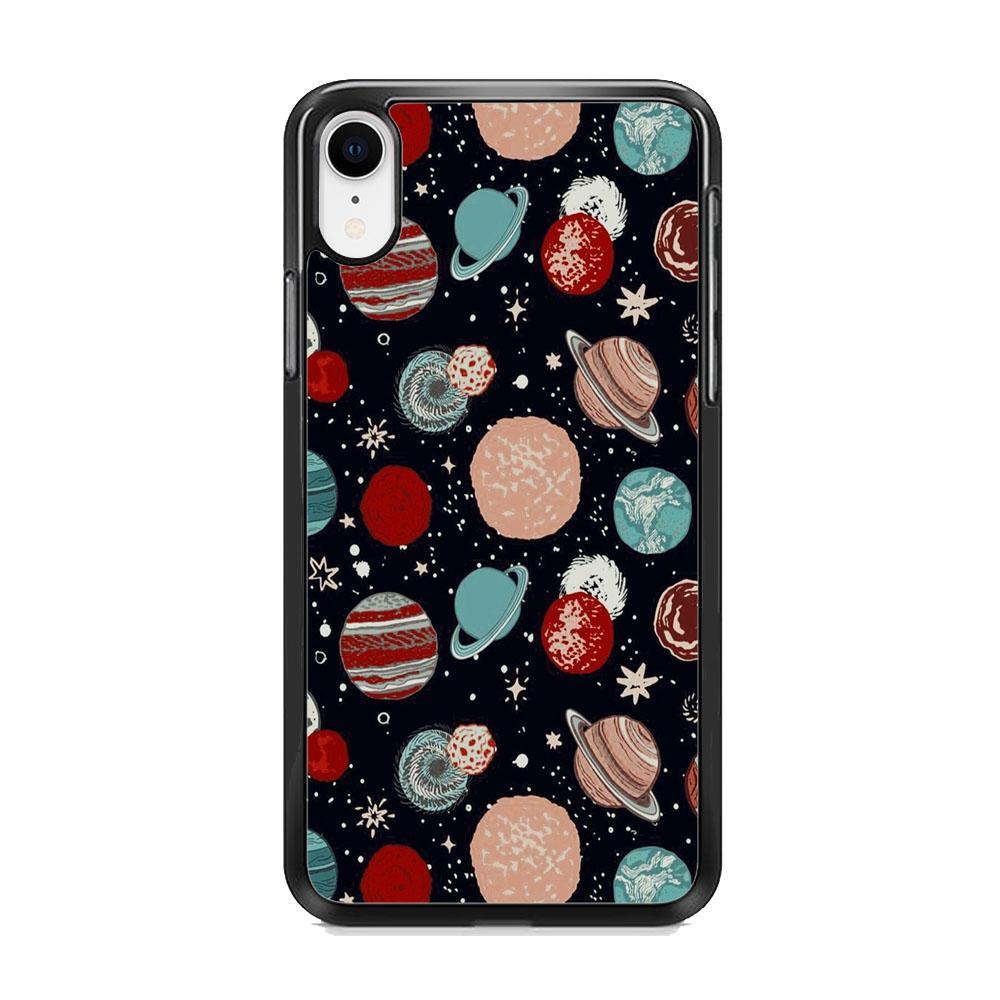 Universe Colorfull Planets iPhone XR Case-Rubber Black (2D Case)-Oxvistore