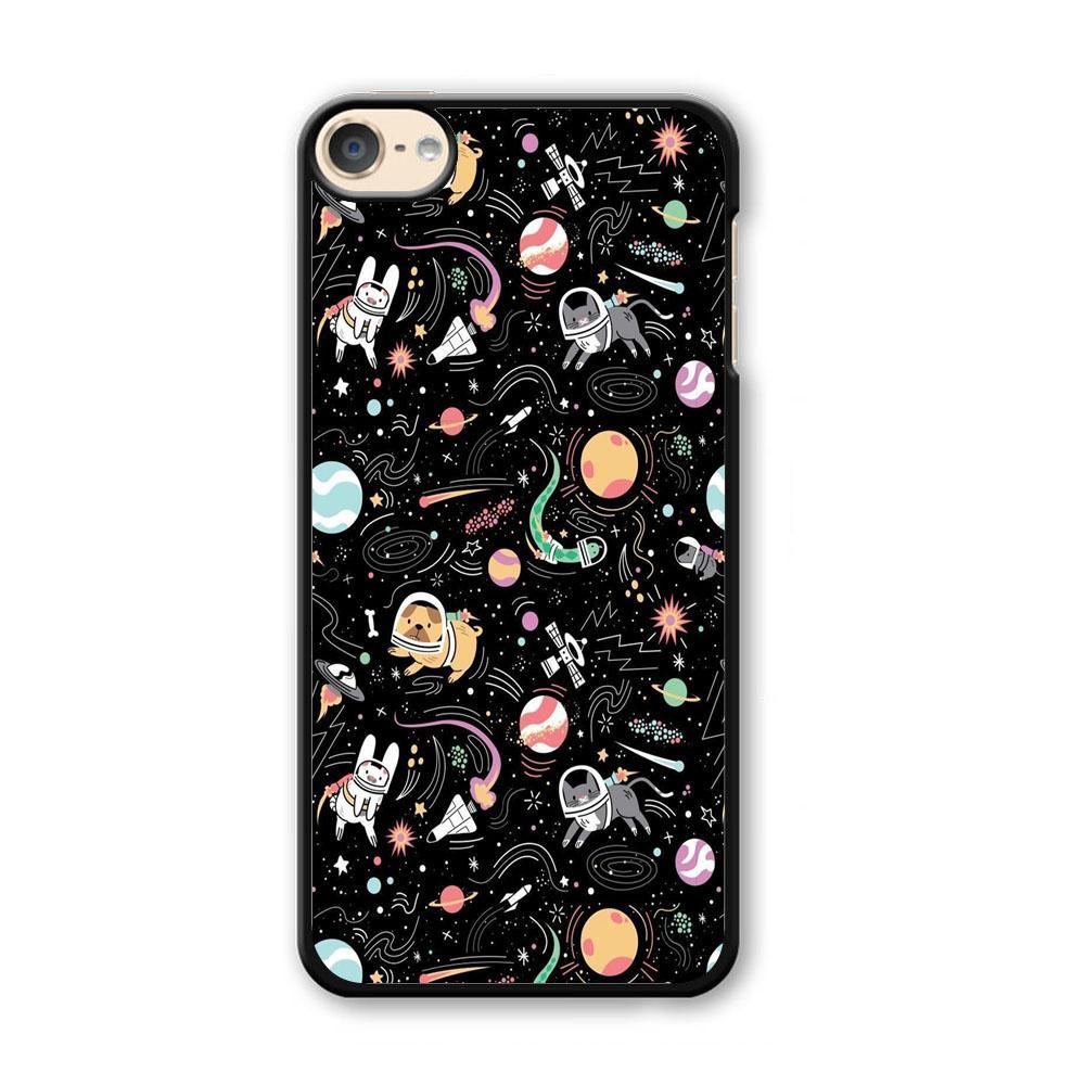 Universe Pets Playing Space iPod Touch 6 Case-Plastic Black (2D Case)-Oxvistore