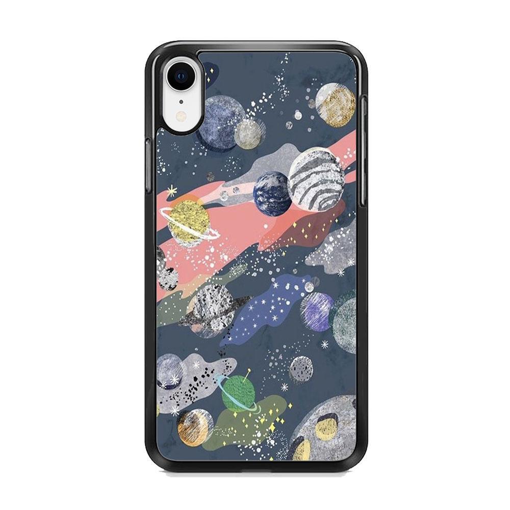 Universe Planet Collage iPhone XR Case-Rubber Black (2D Case)-Oxvistore