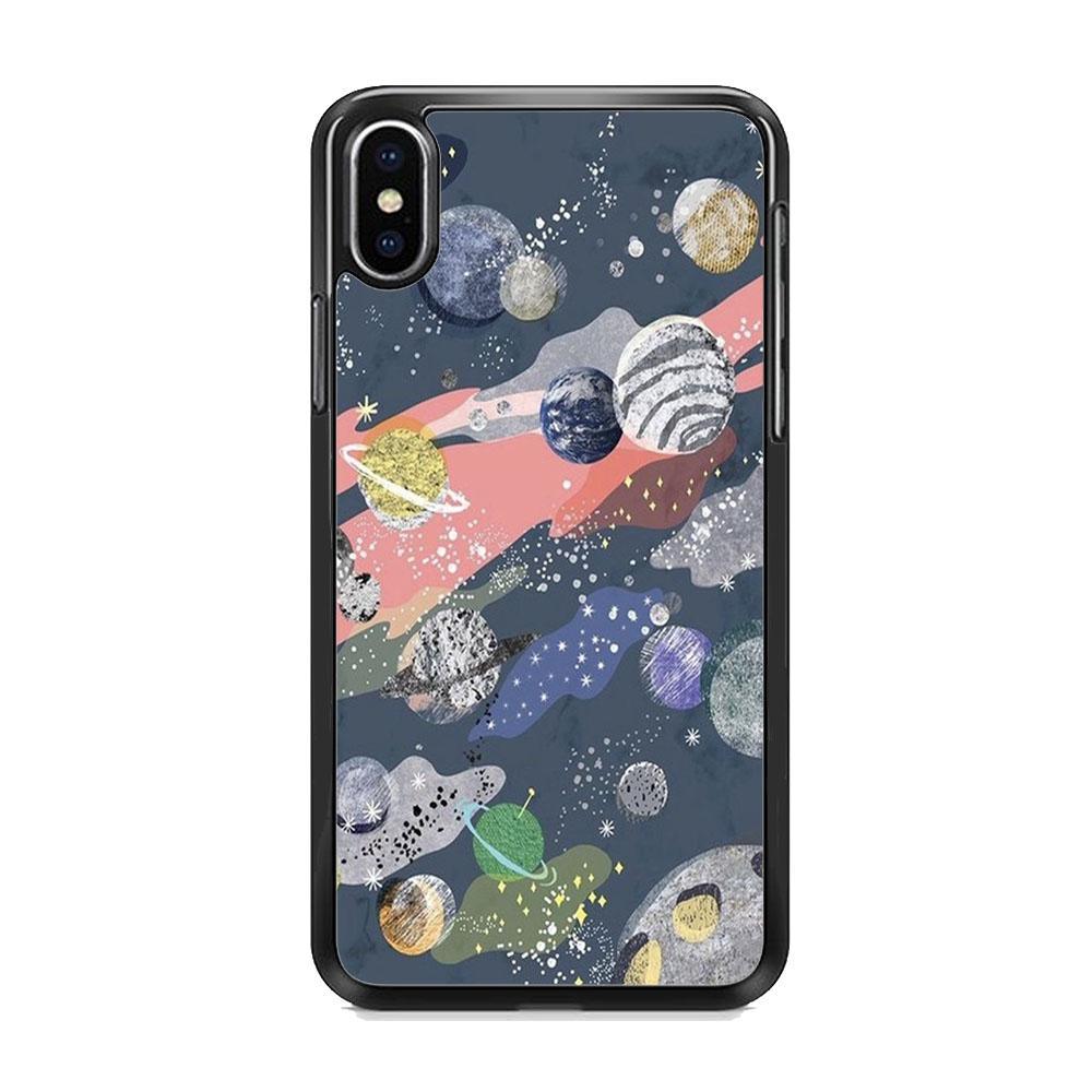 Universe Planet Collage iPhone X Case-Rubber Black (2D Case)-Oxvistore