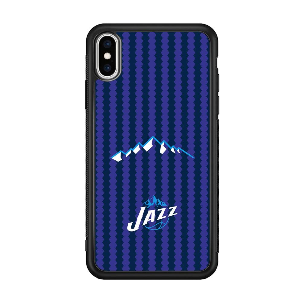 Utah Jazz Mount Logo Silhouette iPhone Xs Max Case-Rubber Black (2D Case)-Oxvistore