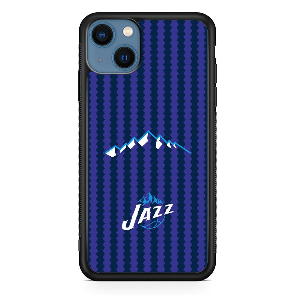 Utah Jazz Mount Logo Silhouette iPhone 15 Plus Case-Rubber Black (2D Case)-Oxvistore