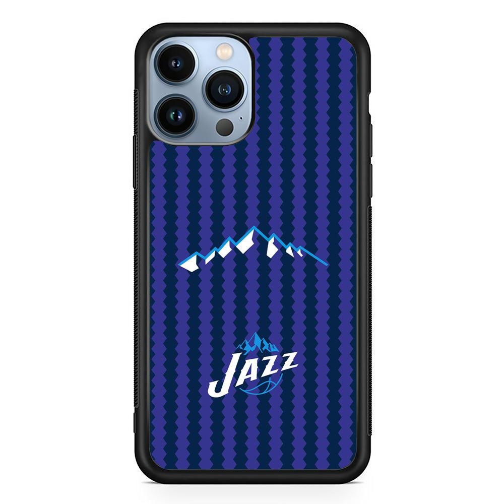 Utah Jazz Mount Logo Silhouette iPhone 15 Pro Max Case-Rubber Black (2D Case)-Oxvistore