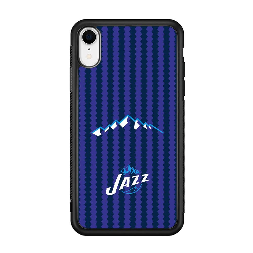 Utah Jazz Mount Logo Silhouette iPhone XR Case-Rubber Black (2D Case)-Oxvistore