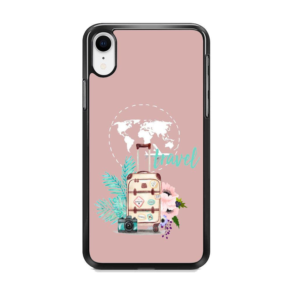 Vacation Suitcase iPhone XR Case-Rubber Black (2D Case)-Oxvistore