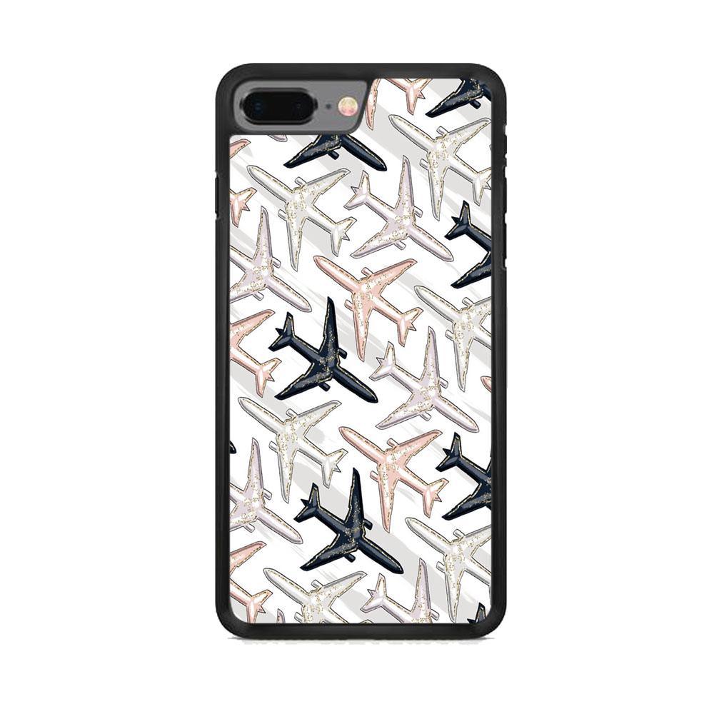Vacation and Plane Traffic iPhone 8 Plus Case-Rubber Black (2D Case)-Oxvistore