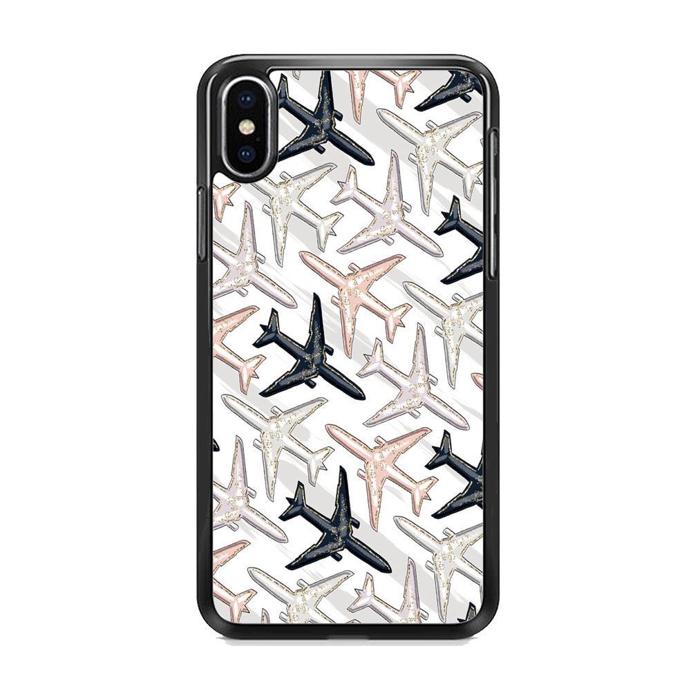 Vacation and Plane Traffic iPhone X Case-Rubber Black (2D Case)-Oxvistore
