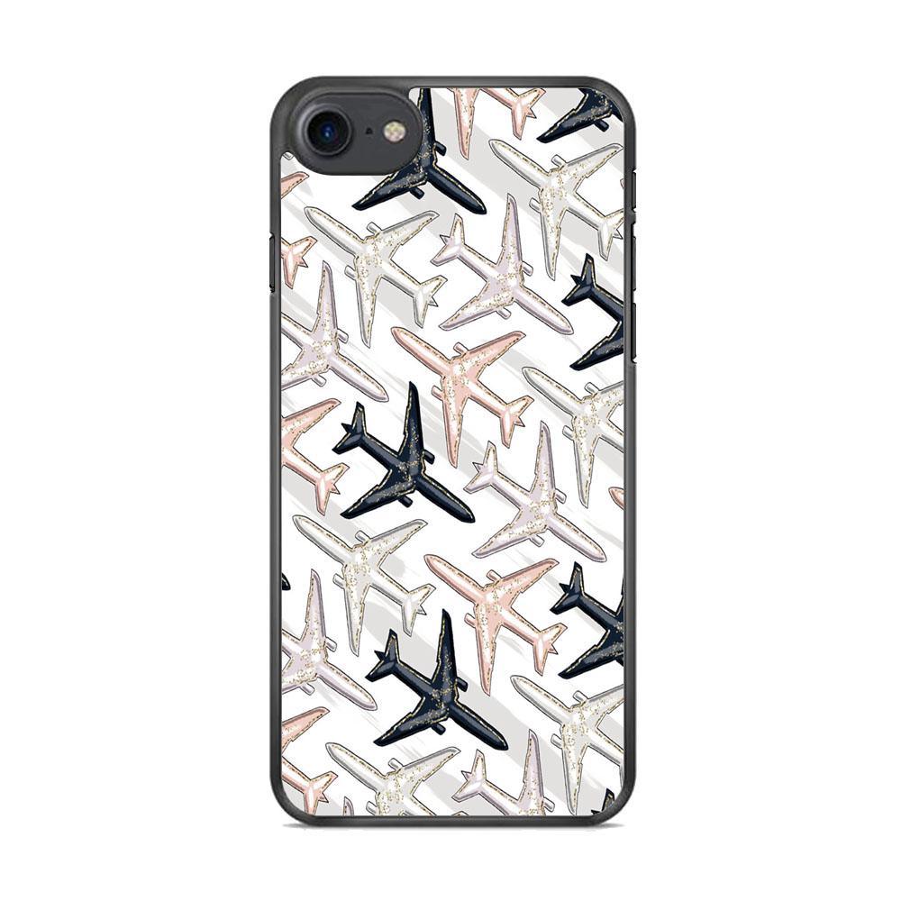 Vacation and Plane Traffic iPhone 8 Case-Rubber Black (2D Case)-Oxvistore