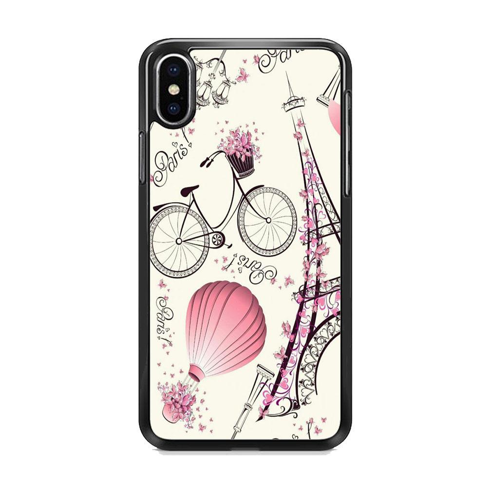 Vacation in Paris iPhone XS Case-Rubber Black (2D Case)-Oxvistore