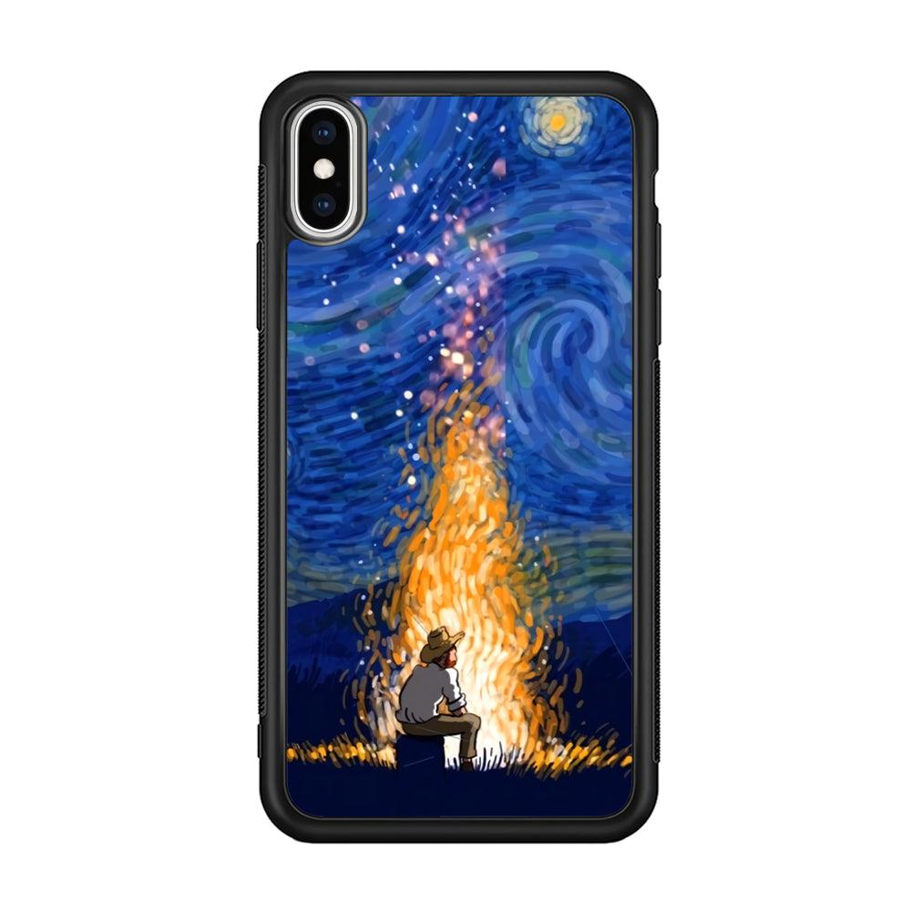 Van Gogh Ideas from Fire Flame iPhone XS Case-Rubber Black (2D Case)-Oxvistore