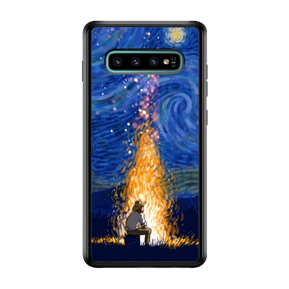 Van Gogh Ideas from Fire Flame Samsung Galaxy S10 Case-Rubber Black (2D Case)-Oxvistore