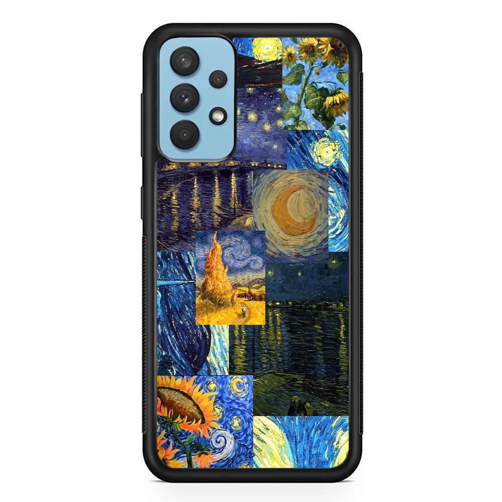 Van Gogh Millions of Stories Samsung Galaxy A32 Case-Rubber Black (2D Case)-Oxvistore