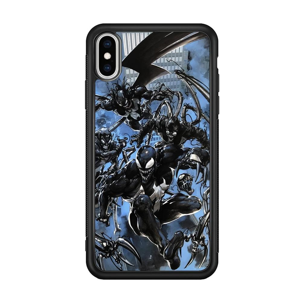 Venom Moving Together iPhone XS Case-Rubber Black (2D Case)-Oxvistore