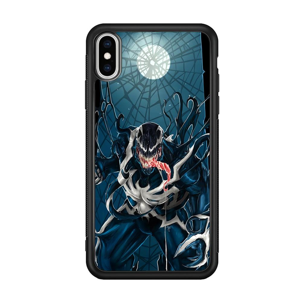 Venom Power from The Moon iPhone Xs Max Case-Rubber Black (2D Case)-Oxvistore