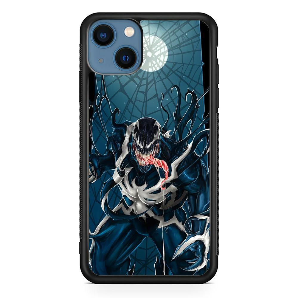 Venom Power from The Moon iPhone 15 Case-Rubber Black (2D Case)-Oxvistore