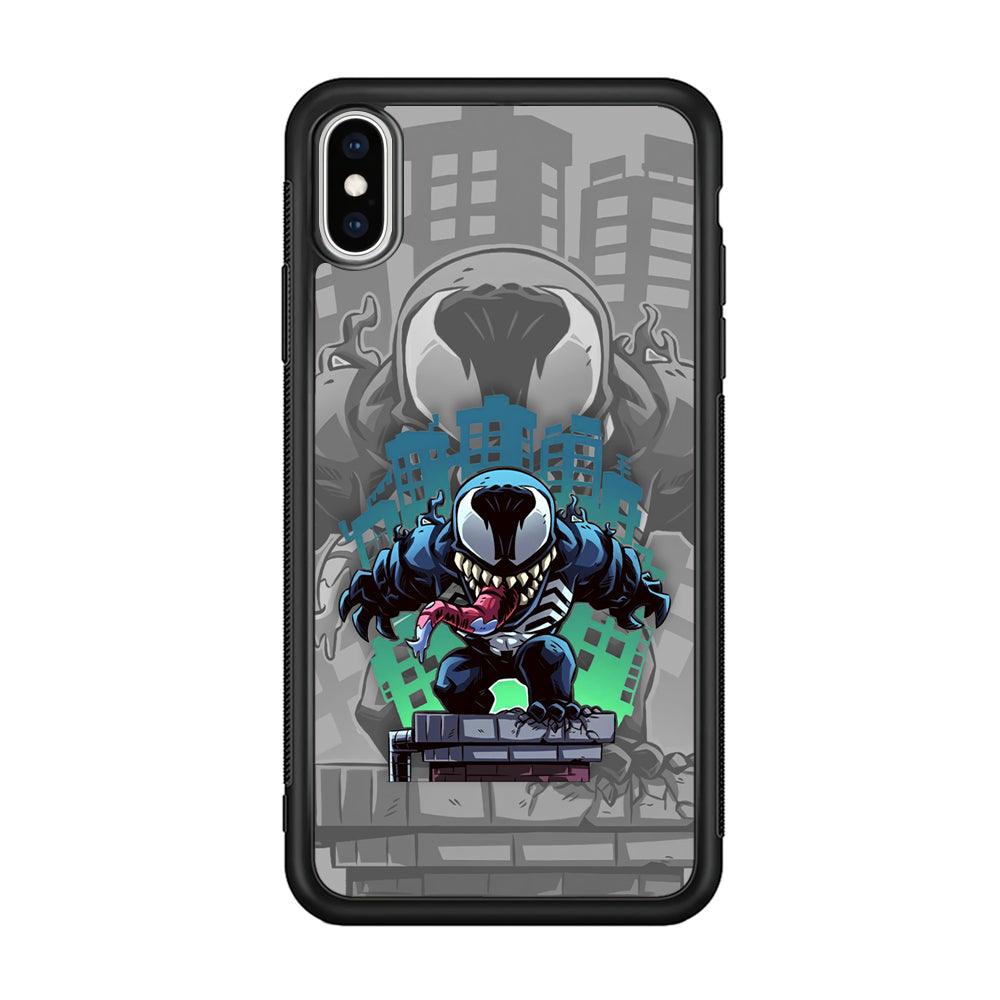 Venom Statue for The Town iPhone XS Case-Rubber Black (2D Case)-Oxvistore