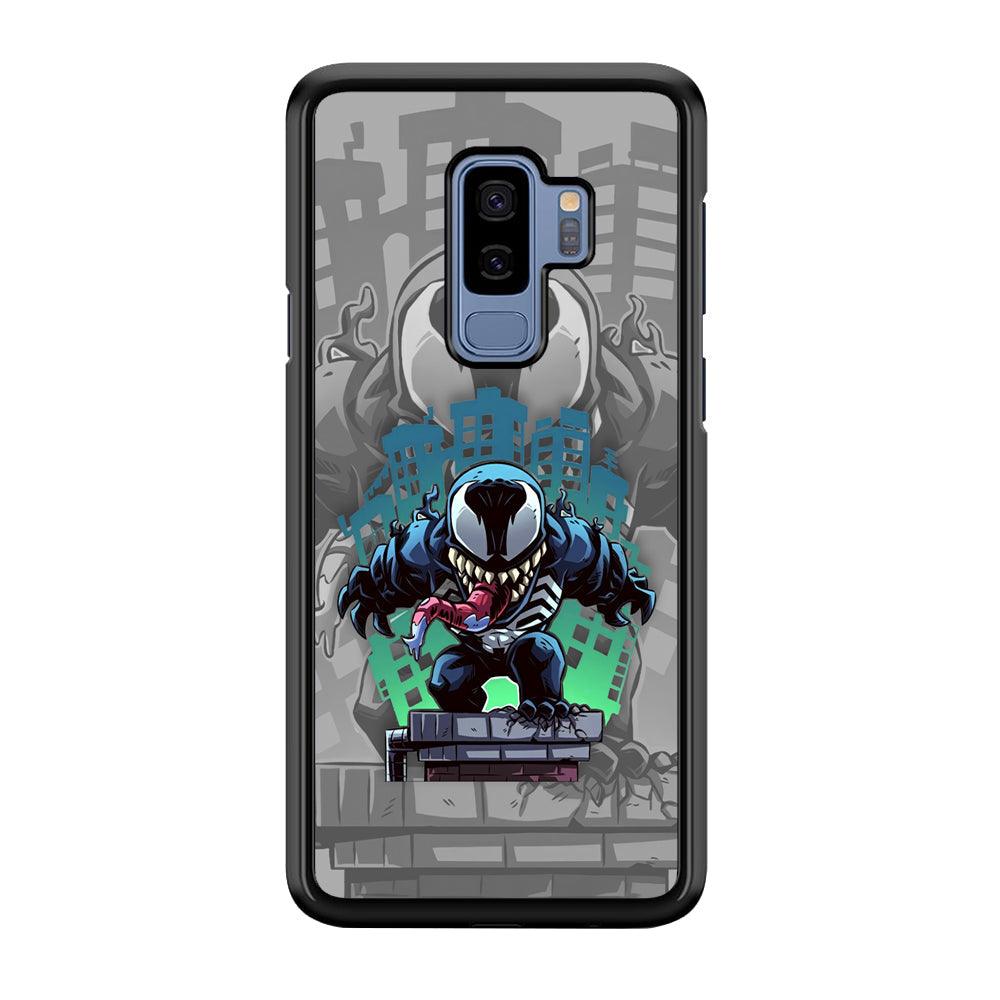 Venom Statue for The Town Samsung Galaxy S9 Plus Case-Rubber Black (2D Case)-Oxvistore