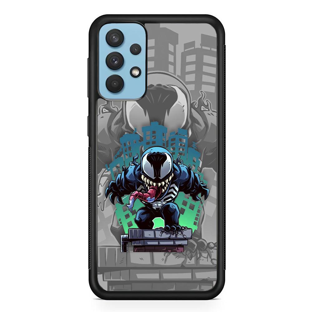 Venom Statue for The Town Samsung Galaxy A32 Case-Rubber Black (2D Case)-Oxvistore