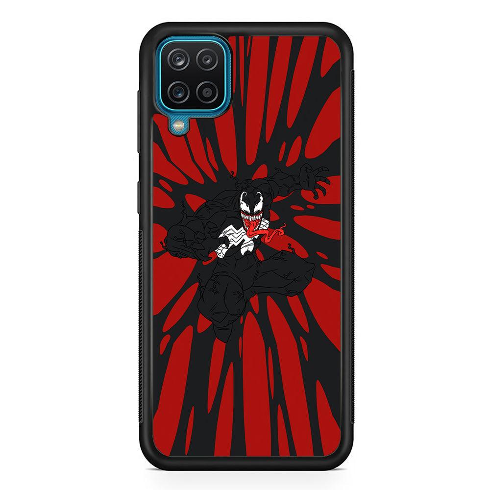 Venom The Nightmare Jump Samsung Galaxy A12 Case-Rubber Black (2D Case)-Oxvistore